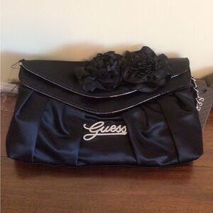 GUESS Black Satin Floral Crossbody/Clutch Bag